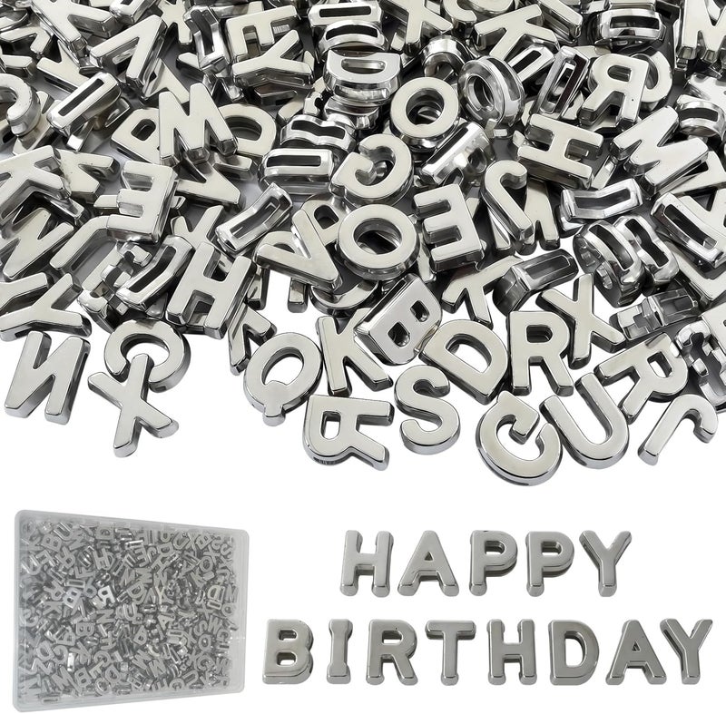Looconi 300pcs Silver Letter Beads Pendant,A-Z,3D Loose Beads,Plastic Initial Charms for Jewelry Making,Key Chains,Crafts - Image 1